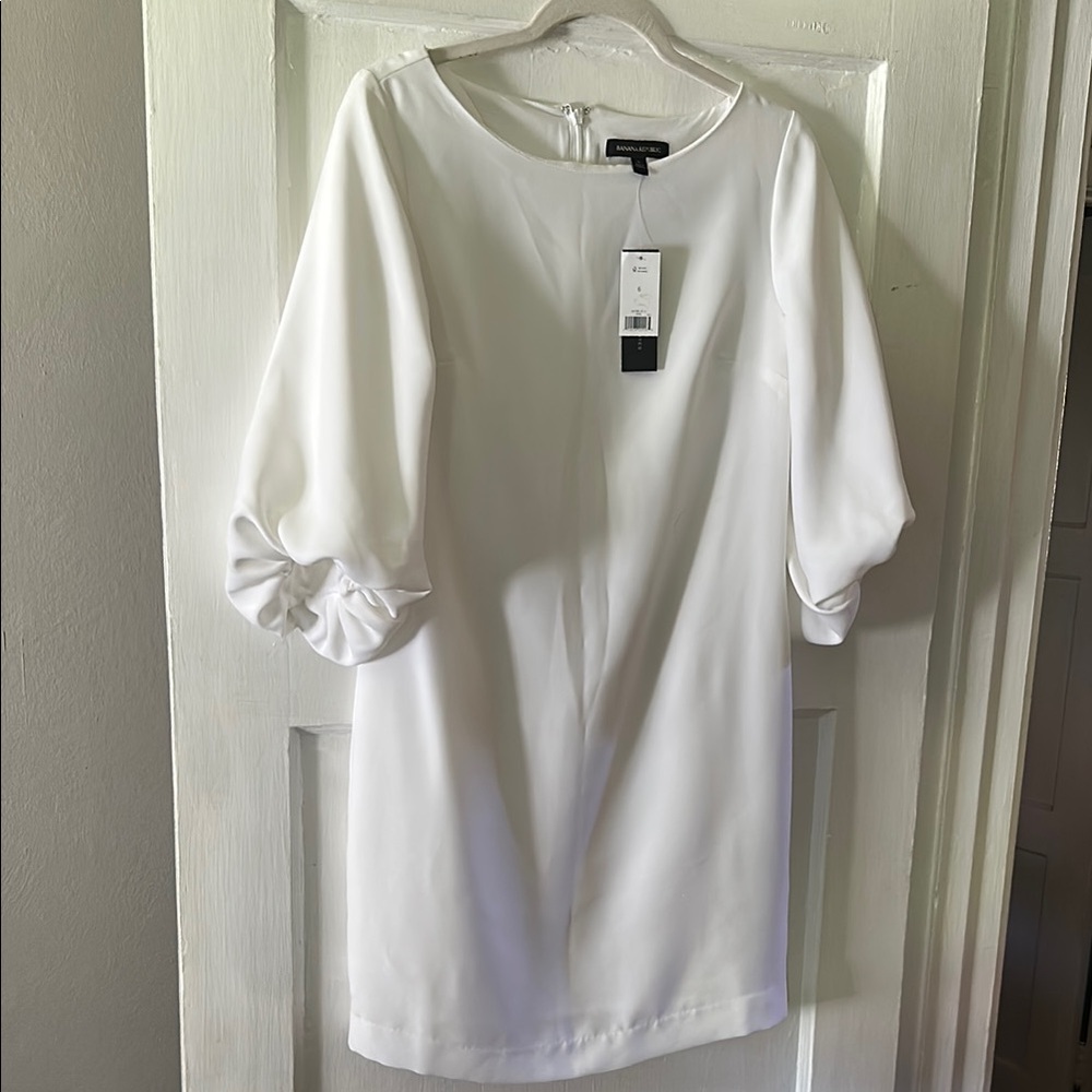 Banana Republic White Puff Sleeve Mini Dress